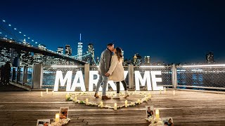 Huge "Marry Me" sign proposal in Dumbo, Brooklyn