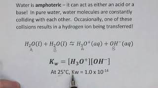 Acid Base Self Ionization of Water