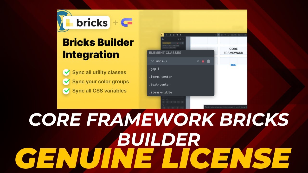 Core Framework Bricks Builder Integration Activation With Original Key