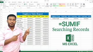 MS Excel - SUMIF Function | SUMIF Formula in Excel | How to use SUMIF Function in Excel
