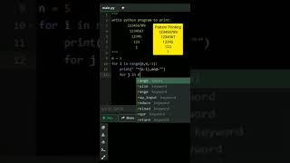 pattern Printing in python | Inverted Pyramid Number Pattern#viralshort #python #viral