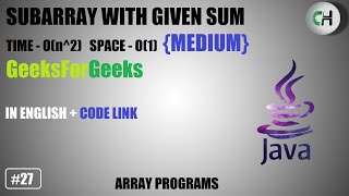 Subarray with given sum | Subarray with given sum in java | Subarray with given sum GFG