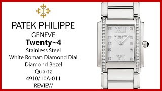 ▶ Patek Philippe Twenty~4 White Roman Diamond Set Stainless Steel Quartz 4910/10A-011 - REVIEW