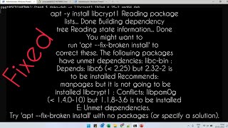 [Fixed]apt --fix-broken install libcrypt.so.1 cannot open shared object file error WSL Kali-Linux