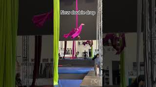 New double drop #aerialflow #aerialarts #aerialdancer #aerialsilks #circus #aerialsilksdrop #aerial