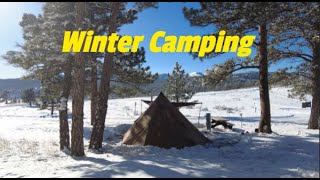 Camping in cold weather/Hot tent in the frozen mountain/Hot pot for dinner/在极冷天气露营/热帐篷/火锅晚餐