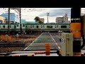 e231系1000番台基本編成宮ヤマ車 付属編成横コツ車東海道線平塚踏切通過シーン