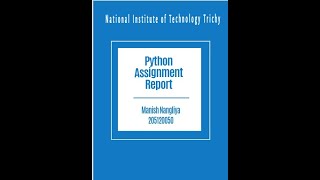 Python Assignment Problem || 205120050
