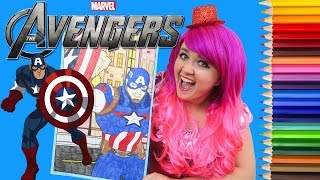 Coloring Captain America Marvel Avengers GIANT Coloring Book Page Colored Pencil | KiMMi THE CLOWN