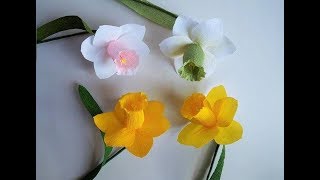 Como hacer flores de papel muy facil / Narciso hecho con papel crepe | Papel crepom