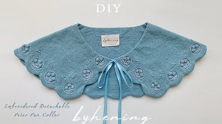 DIY Oversized Peter Pan Collar with Embroidery | Detachable Peter Pan Collar | PDF Pattern