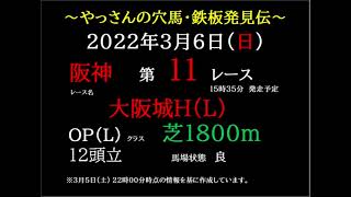 【馬券を買う前に】2022年3月6日（日） 阪神11R 「大阪城Ｈ(L)」