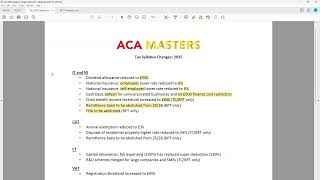 ACA Tax Syllabus Changes 2025