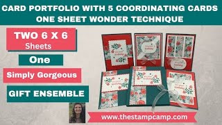 🔴One Sheet Wonder Gift Ensemble - Card Portfolio with Five Coordinating One Sheet Wonder cards.