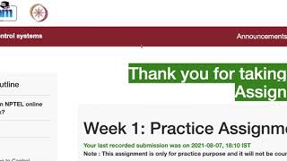 NPTEL » Control systems | Quiz: Week 1: Practice Assignment 1 Solution 2021