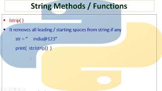String Built in Methods / Functions 02