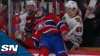 Kirby Dach Gets PLANTED by Jarred Tinordi To Blackhawks Bench