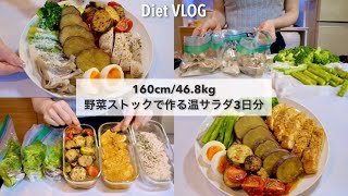 【-14kg達成!🔥】ダイエット中のリアル3日間の食事🍱🍽｜野菜ストックで作るホットサラダ3日分🥗｜ドレッシングレシピ｜Healthy Salad Recipes For Weight Loss