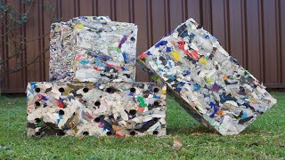 Eco-friendly construction block made from plastic waste Plastic bricks made from used water bottles