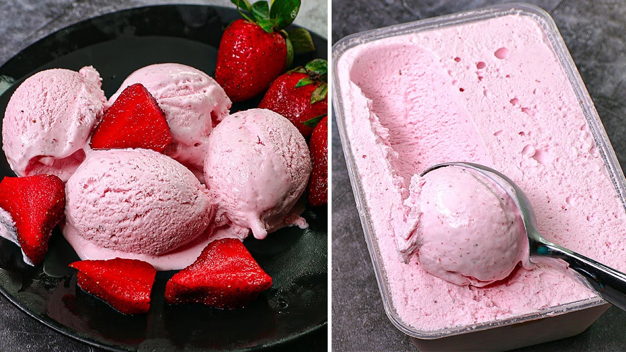 Homemade Strawberry Ice Cream Recipe Yummy Youtube
