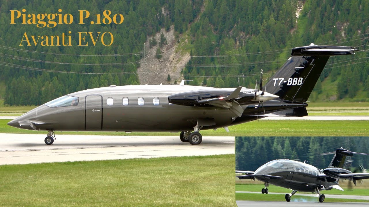 Piaggio P-180 Avanti EVO Landing & Take-Off At Engadin Airport - YouTube