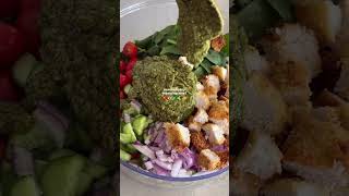 basil to make a vibrant Pesto Pasta Salad #asmr  #trending #shorts