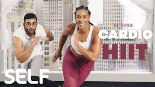 30 Minute HIIT Cardio Workout + Abs At Home - With Warmup | SELF