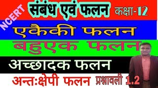 फलन अथवा प्रतिचित्रण / अच्छादक फलन / अंतःक्षेपी फलन / बहुएक फलन / एकैकी फलन