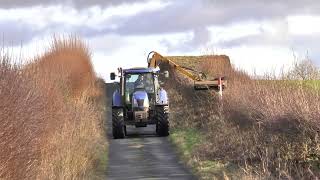 Hedge Cutting Jan 2025 New Holland T6070 \u0026 McConnel trimmer 29 01 25