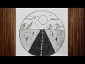 drawing / mountaining drawing / with pencil / circle drawing / mountaining