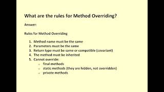 What are the rules for Method Overriding? | Interview questions of java