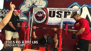 Bench Press Attempts - Powerlifting Meet 270lbs, 292lbs, 303lbs [May 31st, 2015]