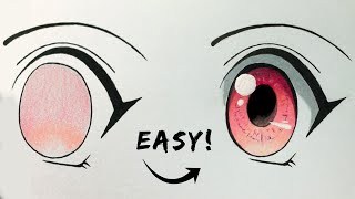 HOW TO COLOR ANIME EYES WITH COLORED PENCILS - Easy Tutorial for Beginners