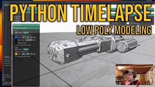 Python coding time-lapse! Adding glowing drive details to my low poly spacecraft.