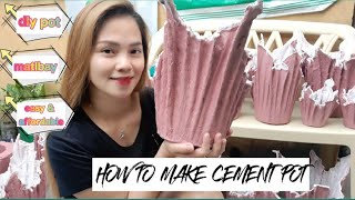 HOW TO MAKE  CEMENT POT  (USING CLOTH \u0026 CEMENT)| DIY POT | SIMPLE \u0026 CHEAP