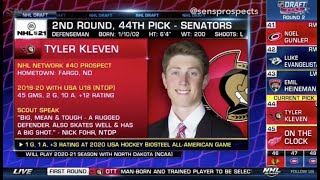 Tyler Kleven - 2020 NHL Entry Draft Selection (Ottawa Senators)