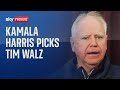 Kamala Harris chooses Tim Walz as her running mate | US Election