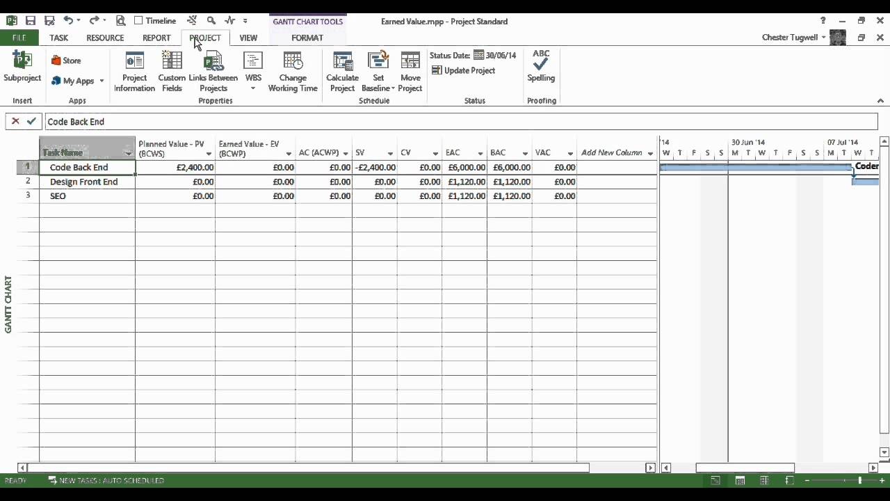 Earned Value Table In MS Project - YouTube