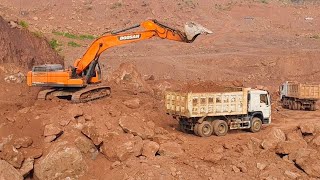 Daewoo Solar Excavator & Doosan Excavator Loading Dumper ||Howo Dumper||Hino Dumper Cutting Filling