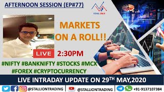 Afternoon Session(Ep#77) Markets on a roll. Live #Nifty #Banknifty Intraday Update on 29th May 2020