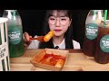 asmr 칠리치즈핫도그 매콤떡볶이 순대강정 떡강정 나쵸 디핑소스 카라멜팝콘 백억커피 먹방 chili hot dog tteokbokki sundae mukbang