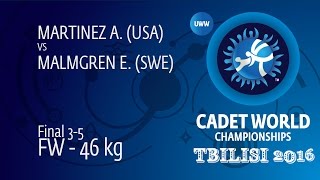 BRONZE FW - 46 kg: A. MARTINEZ (USA) df. E. MALMGREN (SWE), 8-3