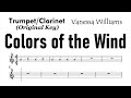 Colors of the Wind Trumpet Clarinet Sheet Music Backing Track Play Along Partitura