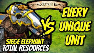 SIEGE ELEPHANT (Hindustanis) vs EVERY UNIQUE UNIT (Total Resources) | AoE II: DE