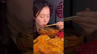 MUKBANG ASMR green chili with meat and sweet and sour boiled eggs, Juicy Grilled Chicken #mukbang