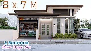 SMALL HOUSE DESIGN | 8 X 7 Meters | 2 Bedroom with Sari-sari Store