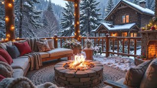 Cozy Winter Cabin Ambience 🎹 Warm Piano Music 🔥 Crackling Fireplace to Relax, Study, Work