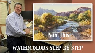 Paint this! Watercolors Step by Step - Roland Lee Workshop #12 Peaceful River & Cliffs