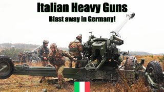 Italian Army Soldiers fire their heavy 155mm howitzers in Germany