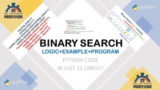 Binary Search In Python | Animated Example | Recursion | The Last Minute Professor